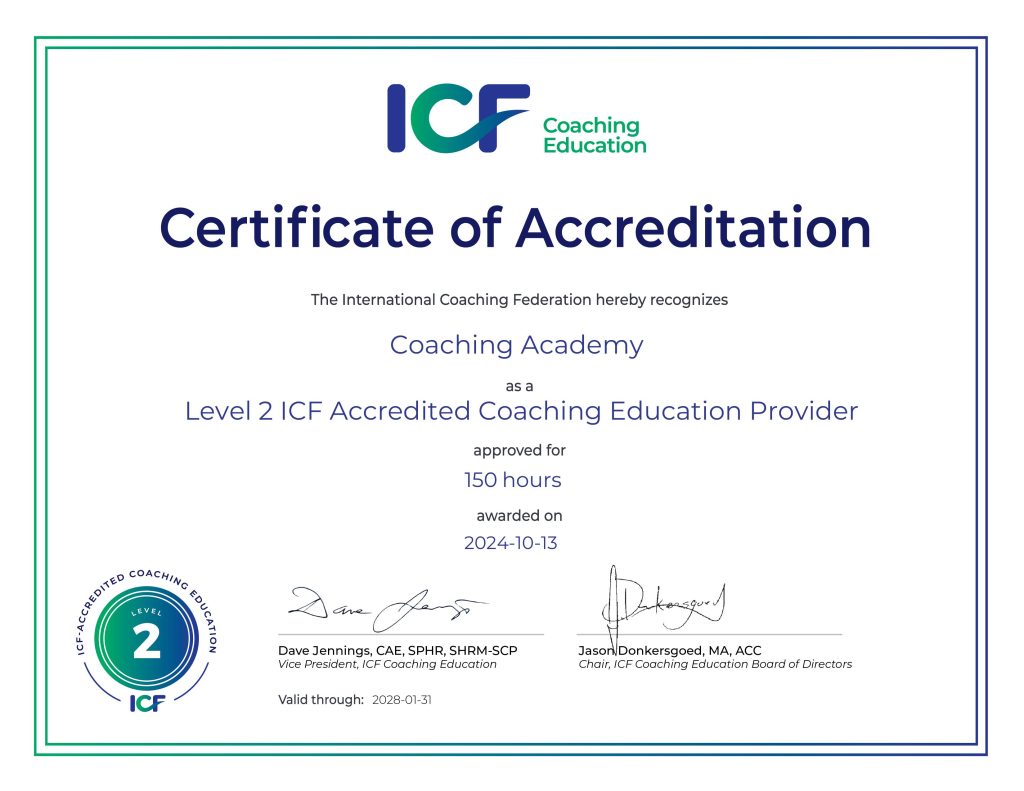 cetificat d'accréditation ICF level II